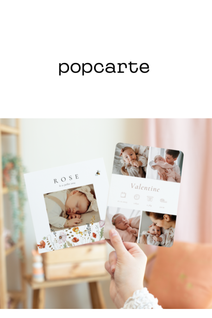 -20 % sur vos faire-part chez POPCARTE